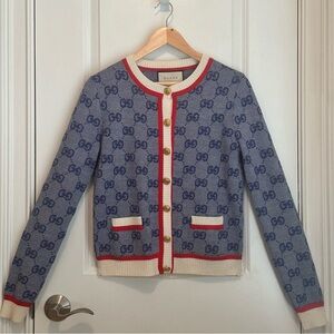 Authentic * LUX * Gucci Cardigan Monogram Sweater Size: Small